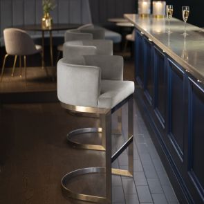 Lasco Bar Stool – Dove Grey - Brushed Stainless Steel Base