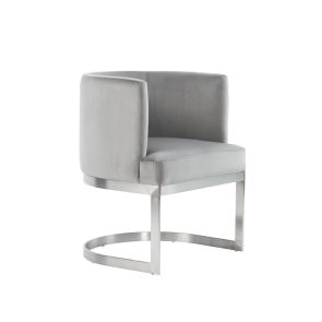 Lasco Chaise de salle à manger - Gris colombe -Base en acier inoxydable brossé