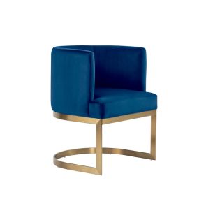 Lasco Dining Chair - Navy - Brushed Brass Base