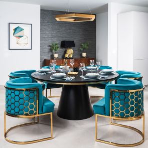 Brewster - Mesa de comedor - Negro, de 6 a 8 personas