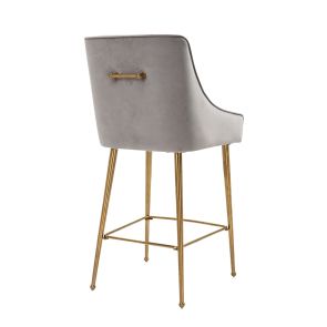 Tabouret de bar Mason - Gris Colombe- Pieds en or brossé 