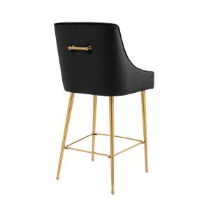 Tabouret de bar Mason - Noir - Pieds en or brossé 