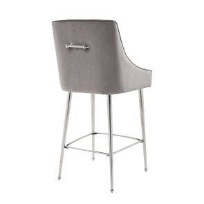 Tabouret de bar Mason - Gris Colombe - Pieds en argent brilliant