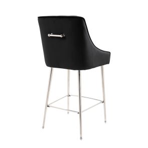 Mason Bar Stool - Black - Shiny Silver Legs