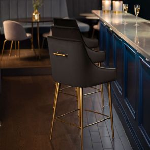 Mason Bar Stool - Black - Brushed Gold Legs