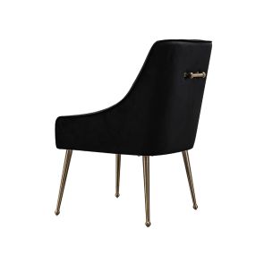 Chaise de salle à manger Mason noire - piétement or brossé