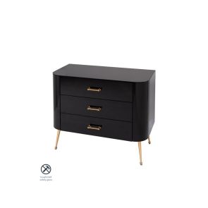 Mason Black Glass Chest of Drawers – Brushed Gold Legs