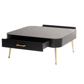 Table basse en verre noir Mason – Pieds en or brossé