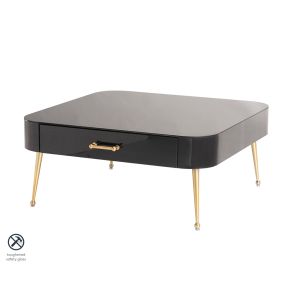 Table basse en verre noir Mason – Pieds en or brossé