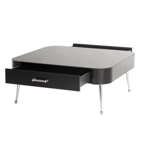 Table basse en verre noir Mason – pieds argent brillant