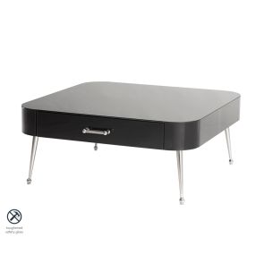 Table basse en verre noir Mason – pieds argent brillant