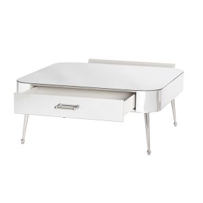 Table basse miroir Mason – pieds argent brillant