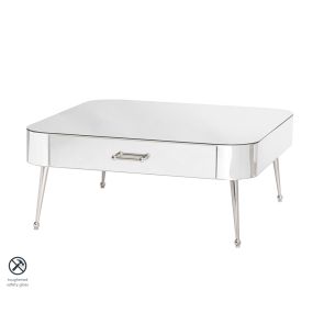 Table basse miroir Mason – pieds argent brillant