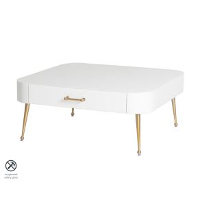 Table basse en verre blanc Mason - Pieds en or brossé