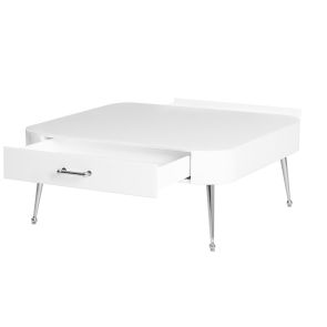 Table basse en verre blanc Mason – pieds argent brillant