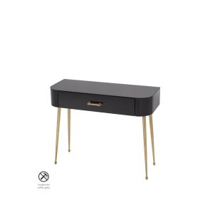 Mason Mesa Consola Vidrio Negro - patas de Oro Cepillado