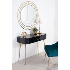 Mason Black Glass Console Table – Brushed Gold Legs