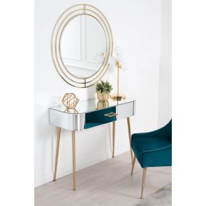 Mason Mirrored Console Table – Brushed Gold Legs