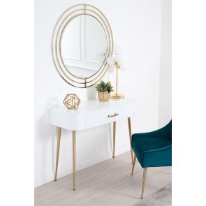 Mason White Glass Console Table – Brushed Gold Legs