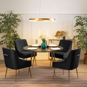 Mason Dining Chair Black - Brushed Gold Legs