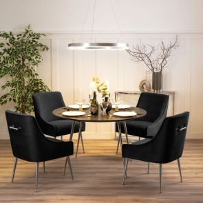 Mason Dining Chair Black - Shiny Silver Legs