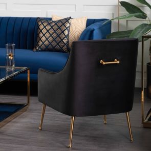 Fauteuil Mason – Noir- Piètement doré