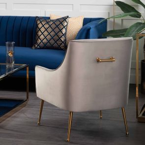 Mason lounge Chair - Dove Grey – Brushed Gold Legs