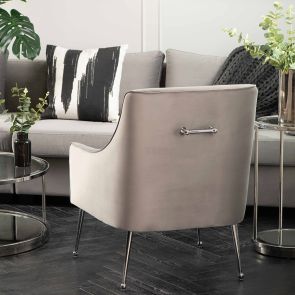 Mason Sillón Lounge gris paloma con patas de plata brillante