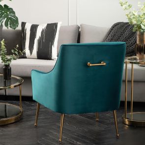 Mason lounge Chair - Peacock - Brushed Gold Legs