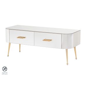 Mason Mirrored TV Media Unit – Brushed Gold Legs