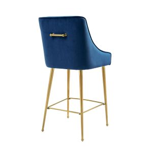 Mason Bar Stool - Navy Blue - Brushed Gold Legs