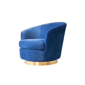 Melville Swivel Chair Navy- Brass Base