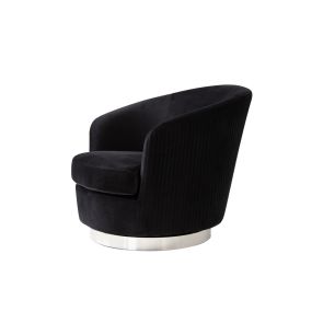 Fauteuil pivoté Melville, noir - piétement argent