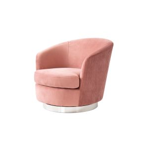 Fauteuil pivoté Melville, rose - piétement argent