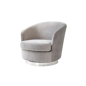 Fauteuil pivoté Melville, gris colombe - piétement argent