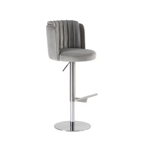 (ID:36685-37136) Set of 2 Odeon bar stools - J-1172 - Dove Grey / Silver base