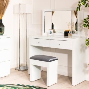 Pimlico Console/Toeletta in vetro bianco con 2 gambe