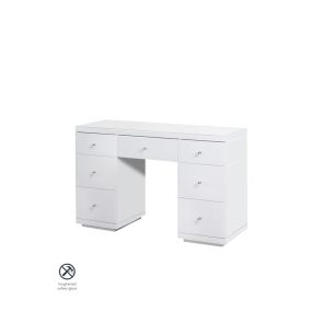 Pimlico White glass Dressing Table with 7 drawers