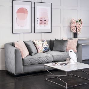 Pino Three Seat Sofa - Dove Grey - Silver Base