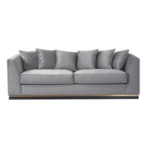 Pino Three Seat  Sofa  - Dove Grey - Brass Base