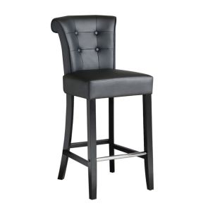 Tabouret de bar Positano avec anneau métallique au dos - Faux cuir noir