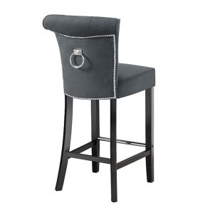 Tabouret de bar Positano avec anneau métallique au dos - Gris fumé