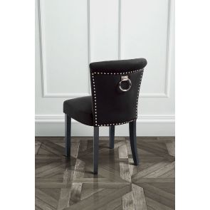 Positano Dining Chair with Back Ring - Black Velvet