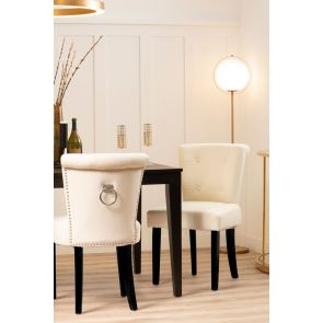 Positano Dining Chair with Back Ring / Black legs- Cream