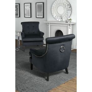  Positano Lounge Armchair - Black Velvet