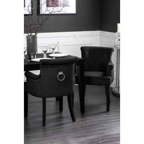 Positano Carver Chair with Back Ring - Black Velvet