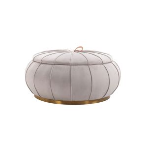 Pumpkin Storage Ottoman - Dove Grey - Brass Base