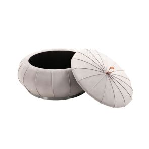 Pumpkin Storage Ottoman - Dove Grey - Silver Base