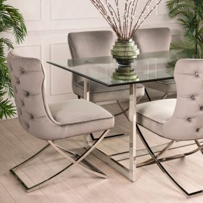 Quad Eettafel Zilver     