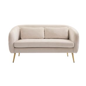 Roanna 2-Sitzer Sofa – Kreideweiß – Silber/Messing Beine